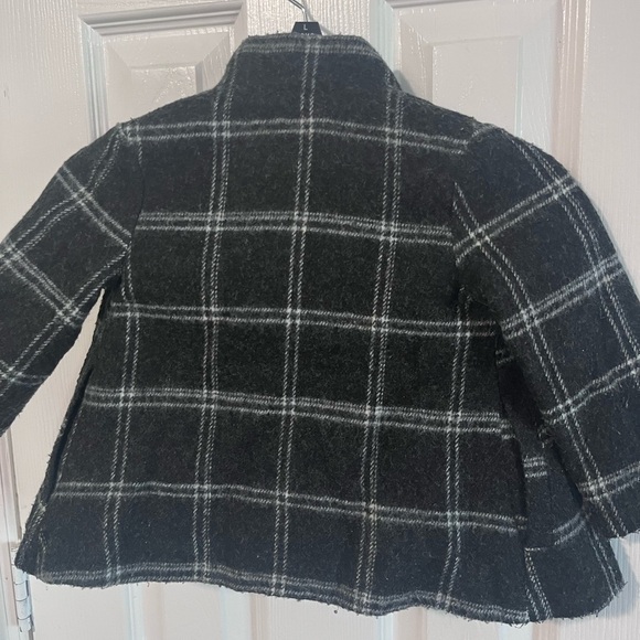 Cherokee girls toddler 18 M Black and White Pea Coat Classic plaid zipper - Picture 4 of 6